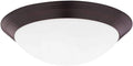 16 Inch Bronze Flush Mount Ceiling Light with White Opal Shade, 3-Light Transitional Fixture