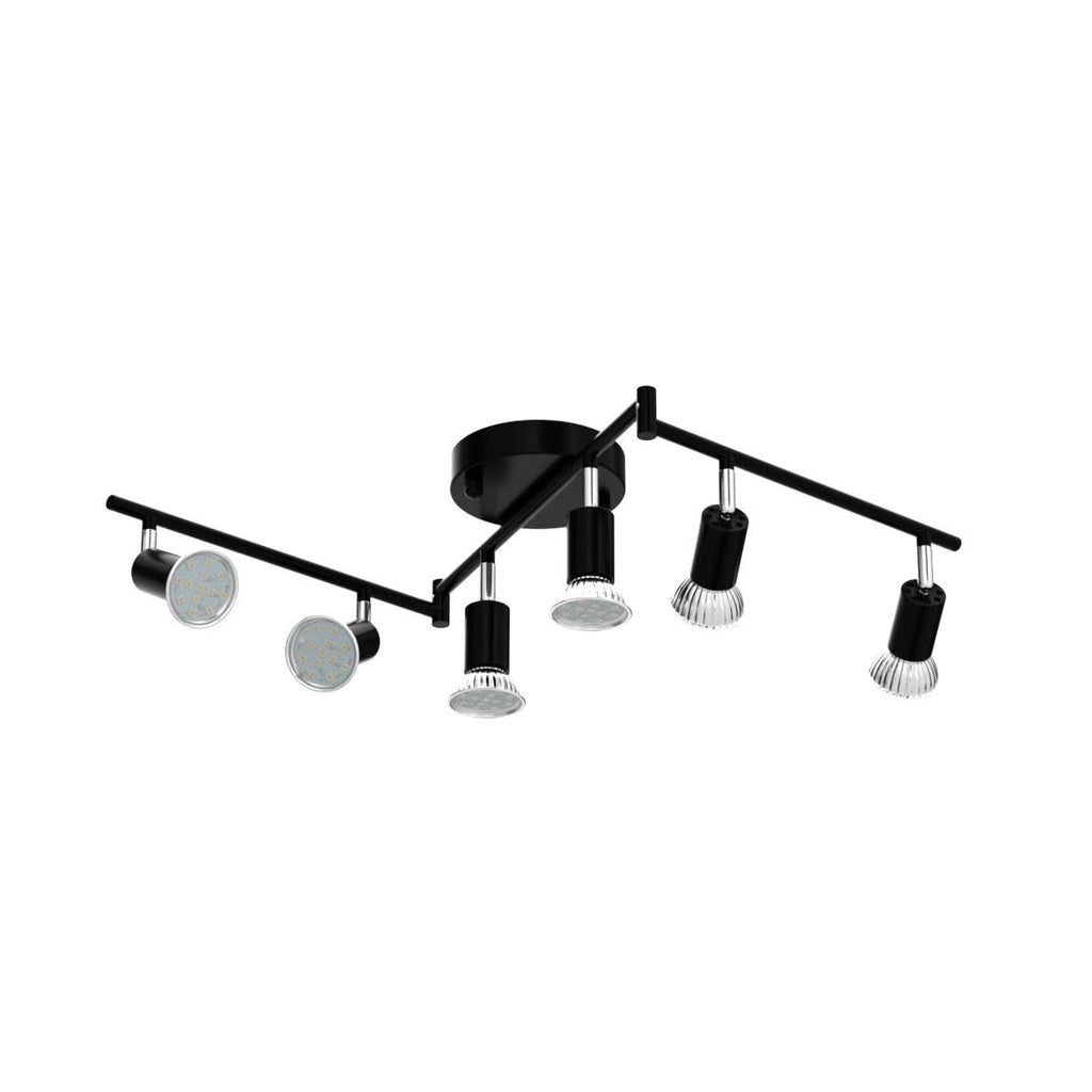 LED 6 Light Track Lighting Kit, 46.5'' Black 6 Way Ceiling Spot Lighting, Flexibly Rotatable Head, Track Light
