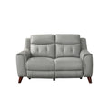 Torino Power Recline and Headrest Top Grain Leather Loveseat with Built-in USB-Ports, Silver Grey