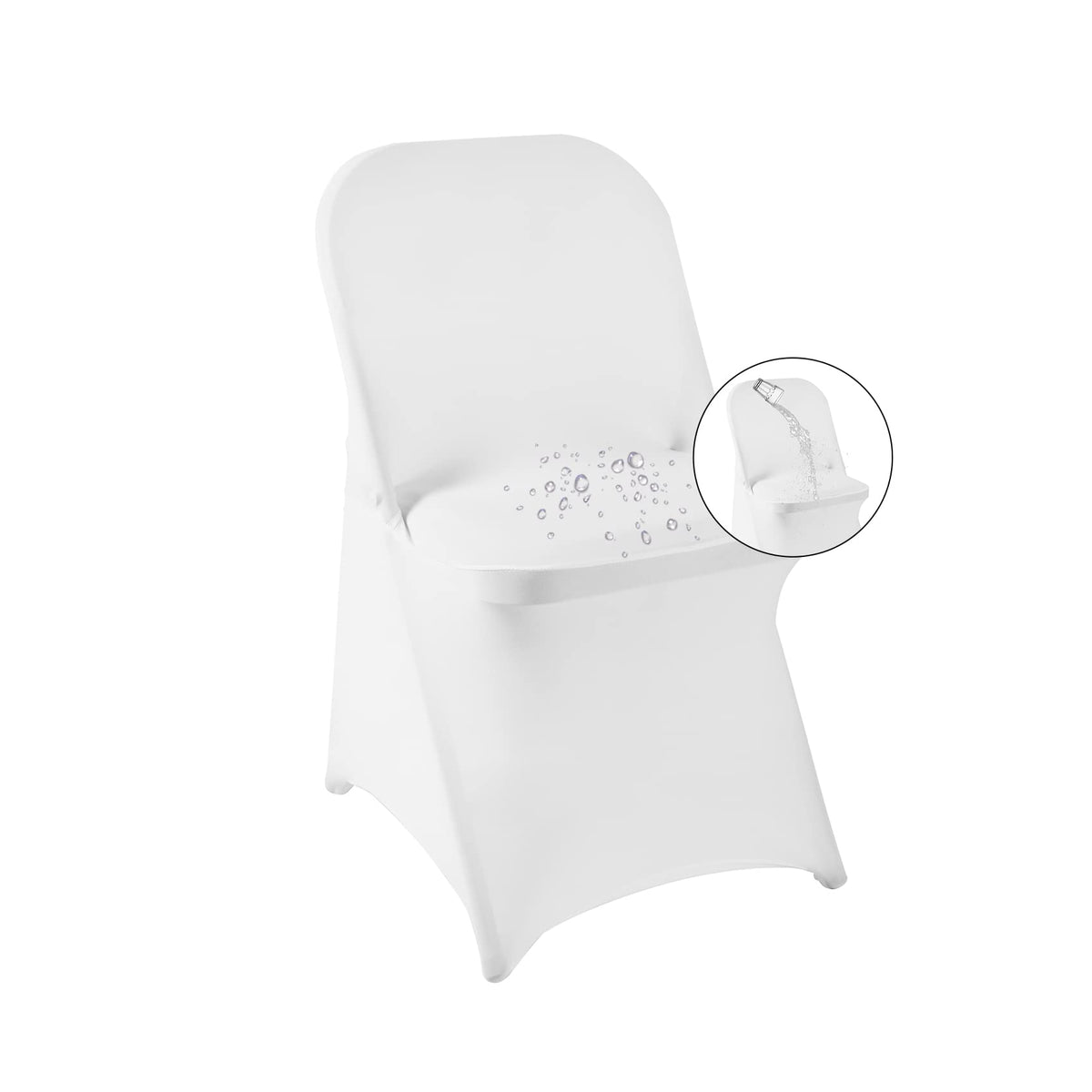 12 Pack White Spandex Folding Waterproof Chair Cover, Stretch Chair Cover Protector for Wedding, Party, Dining
