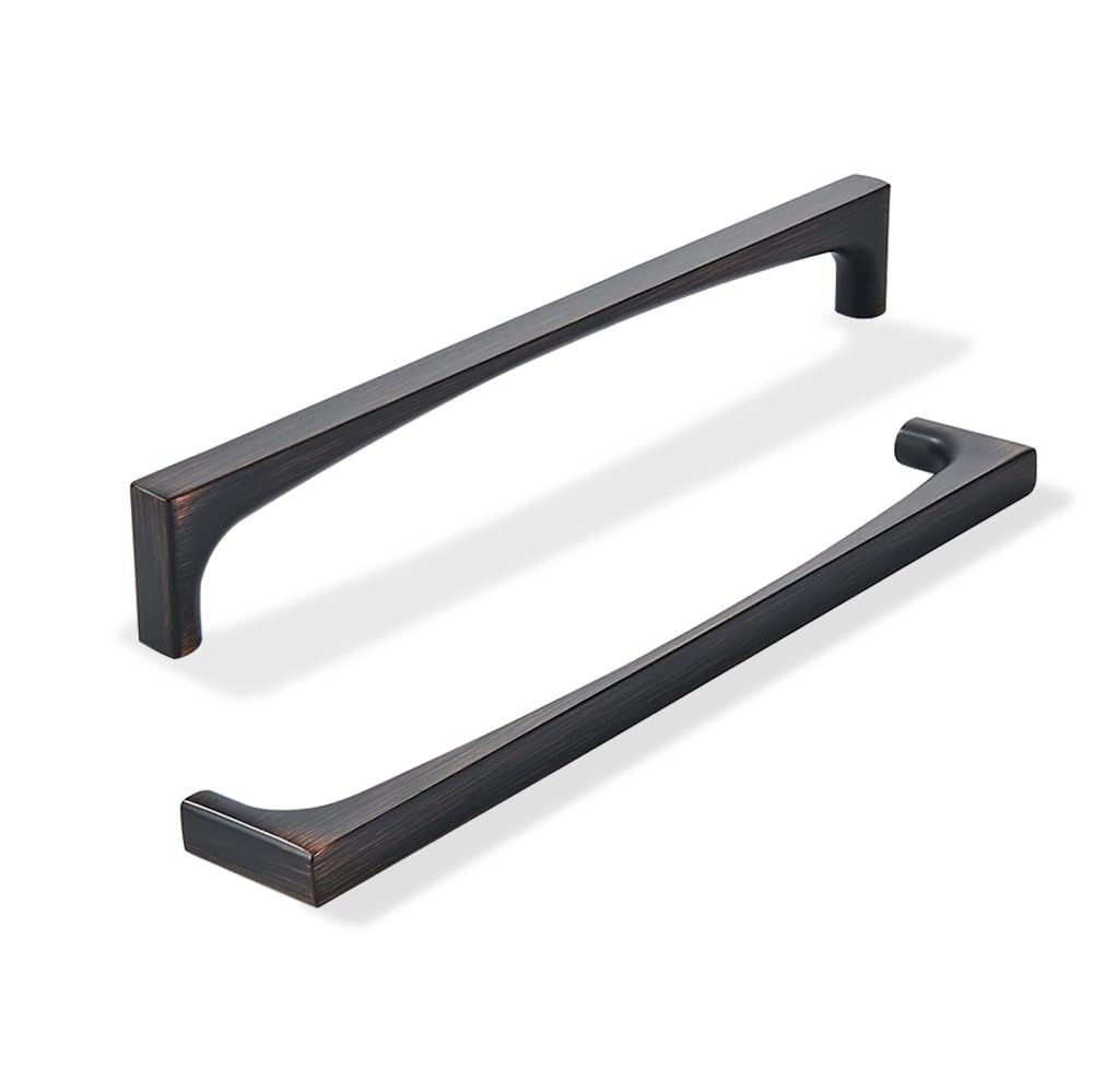 2 Pack Solid Handles 10-Inch(256mm) Oil Rubbed Bronze Cabinet Pulls,Heavy Duty Venetian Bronze Handles Cupboards