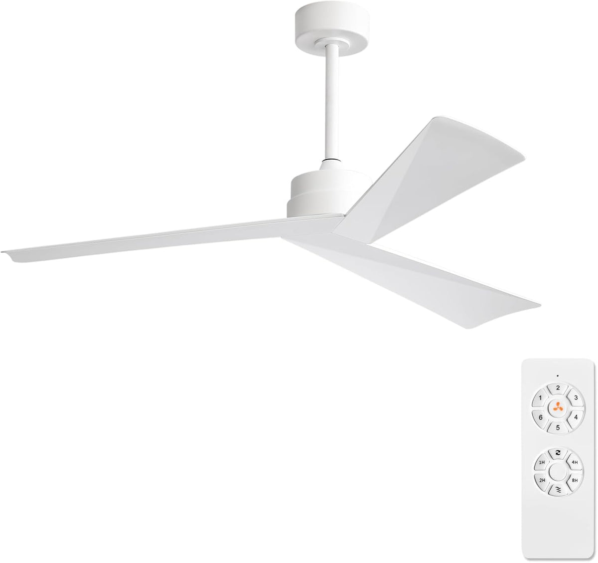 Inspired Adler Style 52" DC Ceiling Fan Without Light, 3 Sculpted ABS Blades, 6-Speed Remote - White