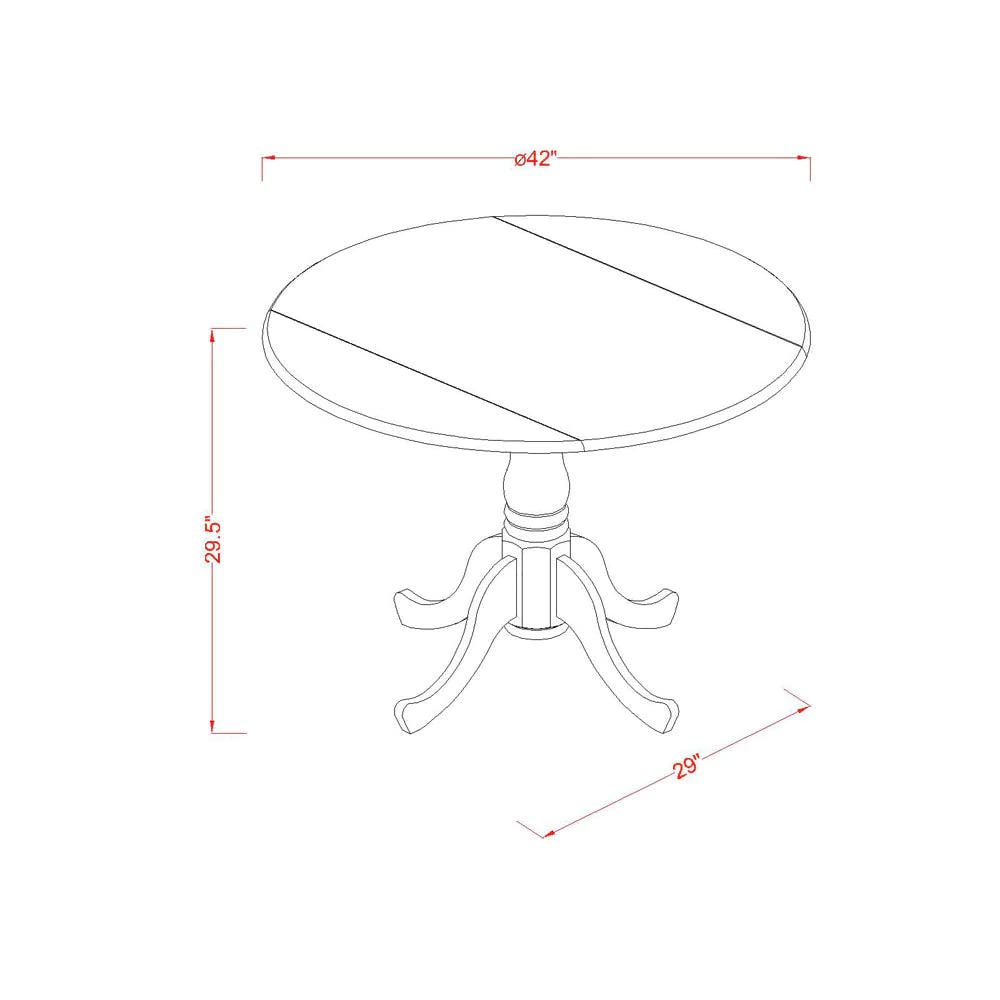 Inspired Saarinen Style West Furniture Dublin Modern Kitchen Table - a Round Dining Table Top with Dropleaf & Pedestal Base, 42x42 Inch