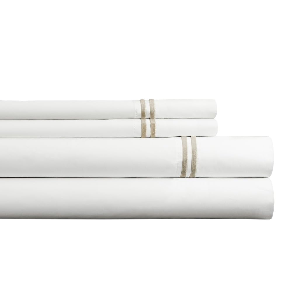 500 Thread Count Hotel Style Percale 100% Long Staple Cotton Bed Sheets Set Queen Size | Cooling Double Satin