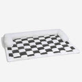 Checkerboard Dog Couch Mat with Bolster, Grey, 47 x
