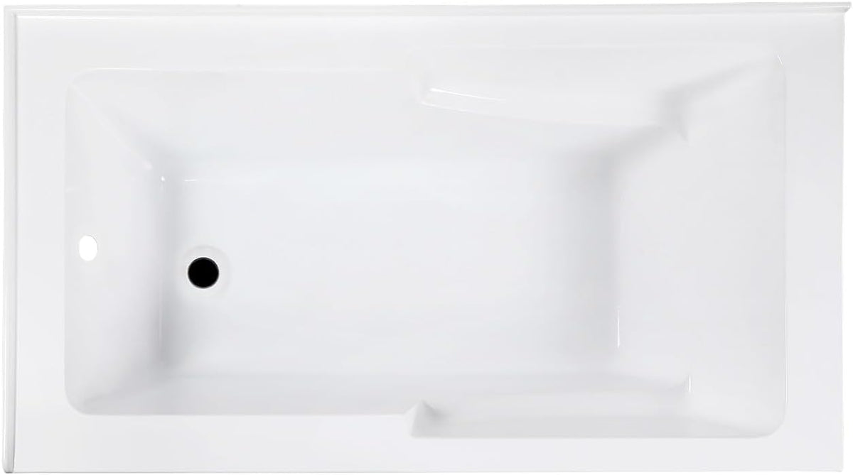 VTAM6032L22S 60-Inch Acrylic 2-Wall Corner Alcove Tub with Corner Apron, Left Hand Drain Hole, White
