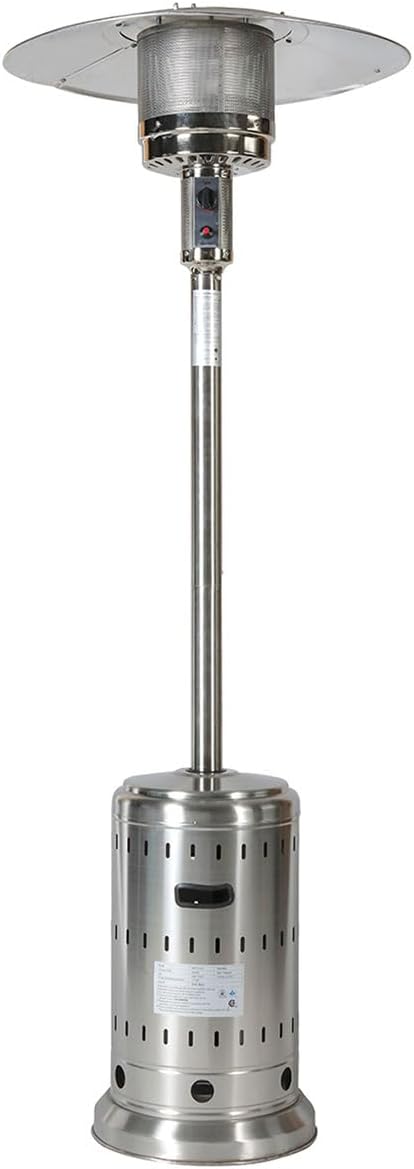 48,000 BTU Outdoor Patio Heater, Stainless Steel Propane Heater with Wheels & Safety Shut-Off, Commercial &