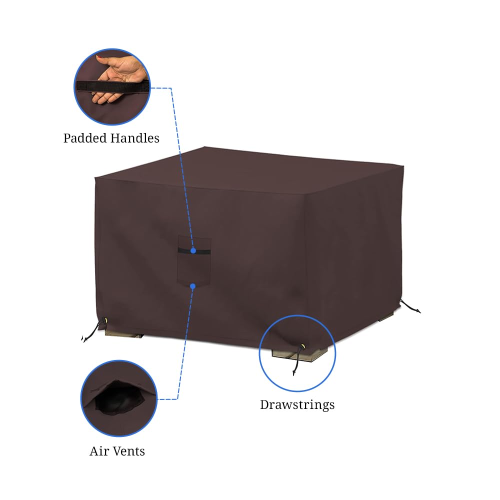 Square Ottoman Cover, Heavy Duty 18 Oz Waterproof UV & Weather Resistant Patio Garden Furniture Stool Protector