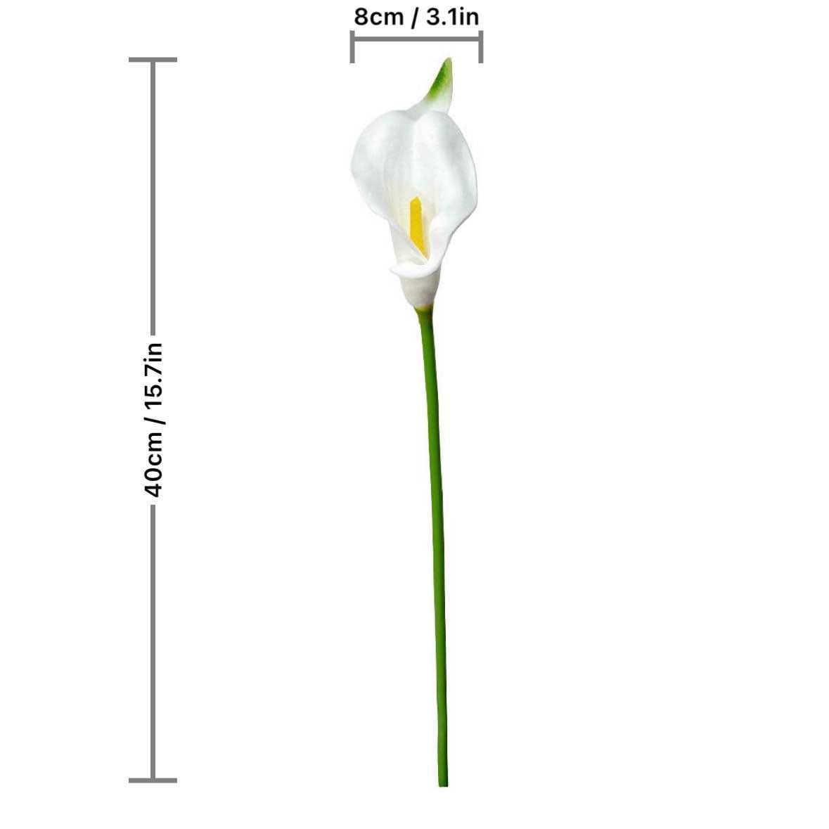 10 Stems Real Touch Calla Lily Artificial Flowers, 15.7in White Faux Calla Lilies with PU Blooms and Bendable Stems