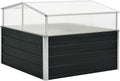 Galvanized Raised Garden Bed with Greenhouse Cover, 39.4" x 39.4" x 30.3" Square Cold Frame Greenhouse, Open Bottom