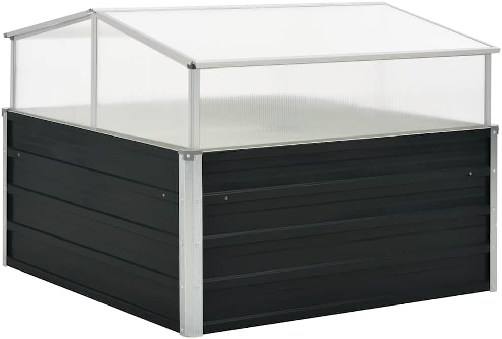 Galvanized Raised Garden Bed with Greenhouse Cover, 39.4" x 39.4" x 30.3" Square Cold Frame Greenhouse, Open Bottom