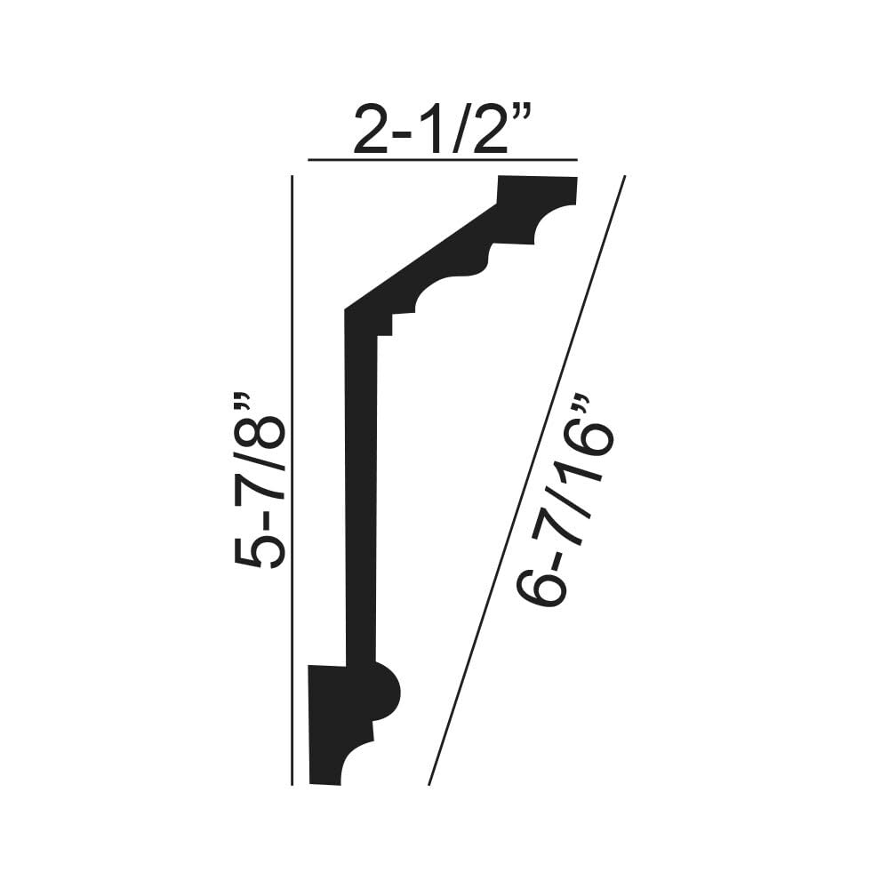 2-1/2 in. x 5-7/8 in. x 96 in. Floral Polyurethane Crown Moulding Pro Pack 16 LF (2-Pack)