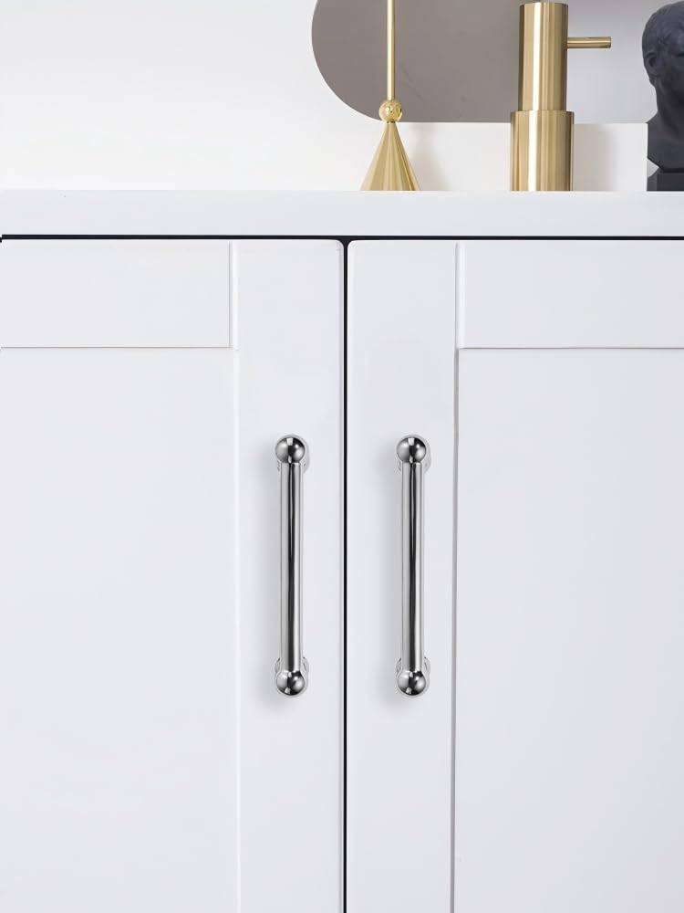 10 Pack 3 Inch Hole Center Polished Chrome Cabinet pulls 100% Solid Heavy Duty Dresser Pulls Cabinet Drawer Pulls