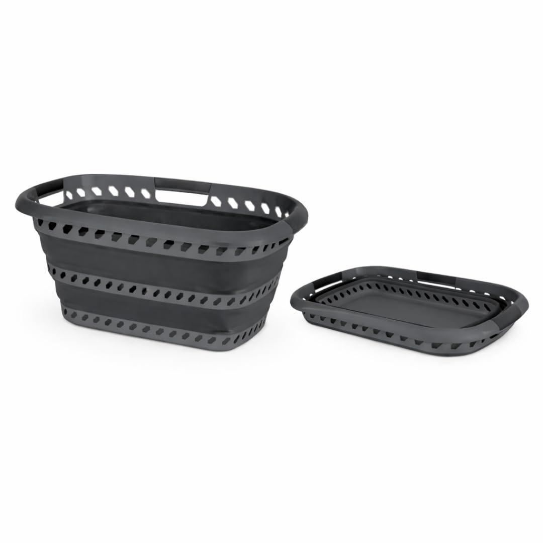 360 Collapsible Laundry Basket 40L | Portable | Space Saver Storage | Hold 2 Loads | Store Under the Bed or Closet |