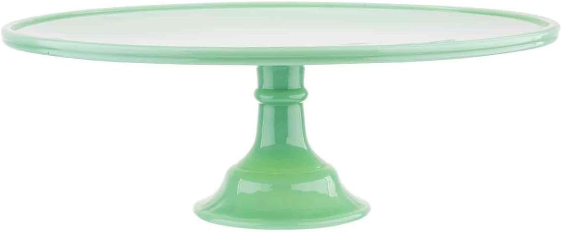HJCP13 Glass Cake Stand, 12.875" x 4.375", Green