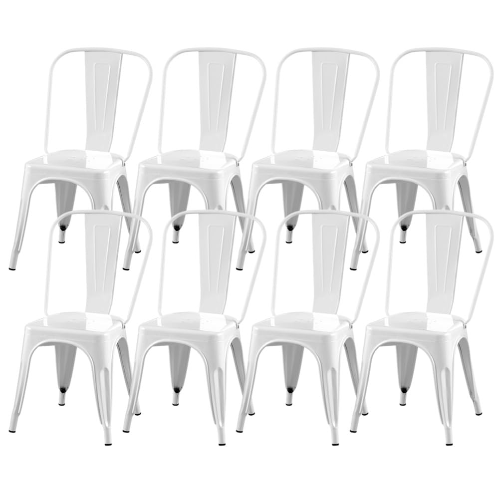 Set of 8 Arctic White Metal