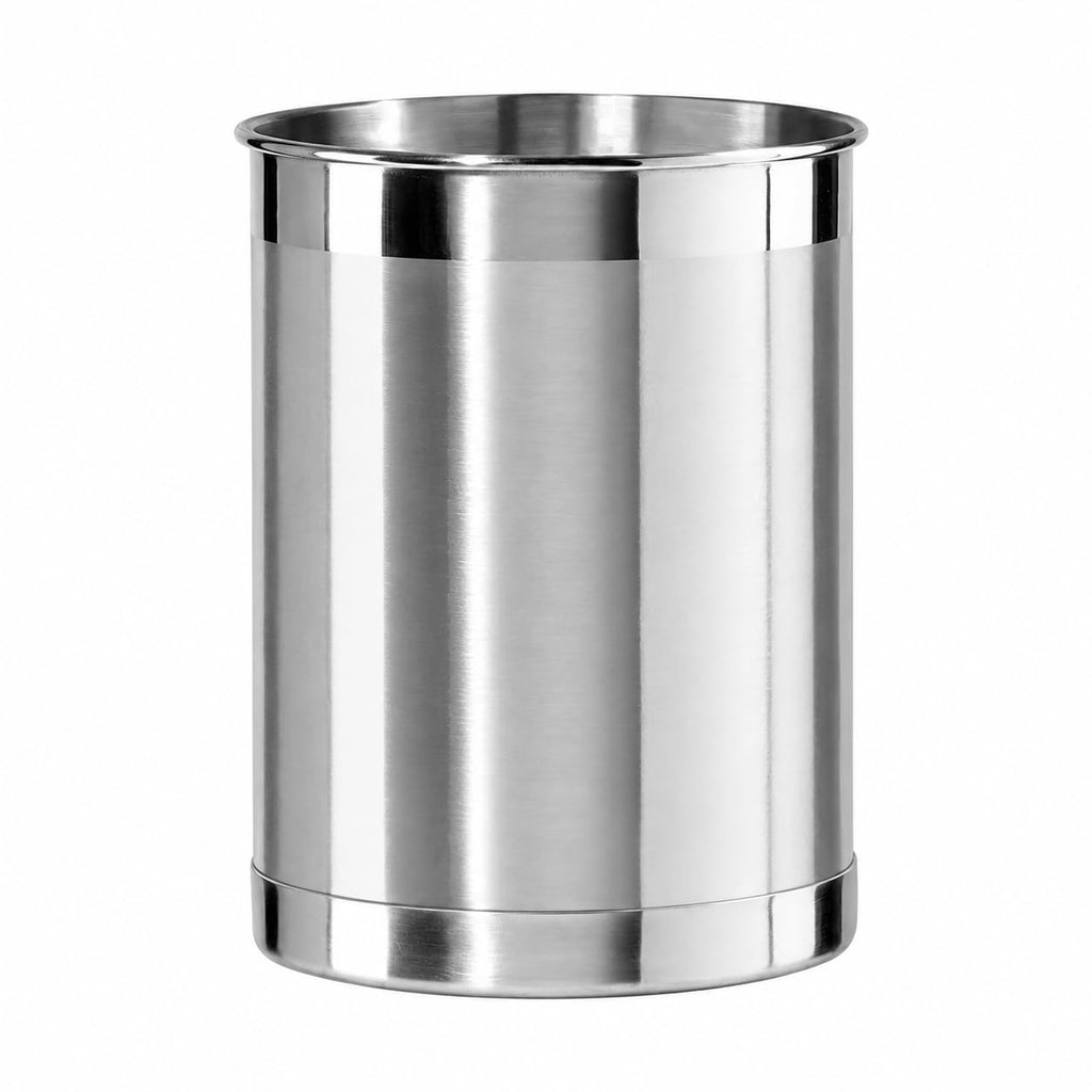 Stainless Steel Utensil Holder - 5" Diameter, Utensil Caddy, Weighted Base for Stability - Larger-Sized Utensil Crock