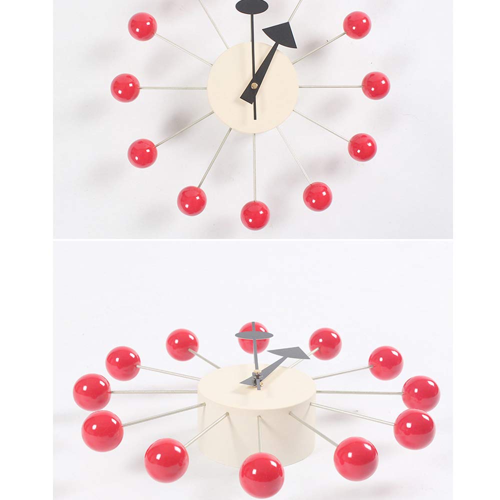 Inspired Nelson Style Modern Mid Century Retro Design Solid Wood Wall Ball Clock Red