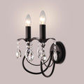 Two-Light Vintage Crystal Wall Sconce in Antique Black Finish