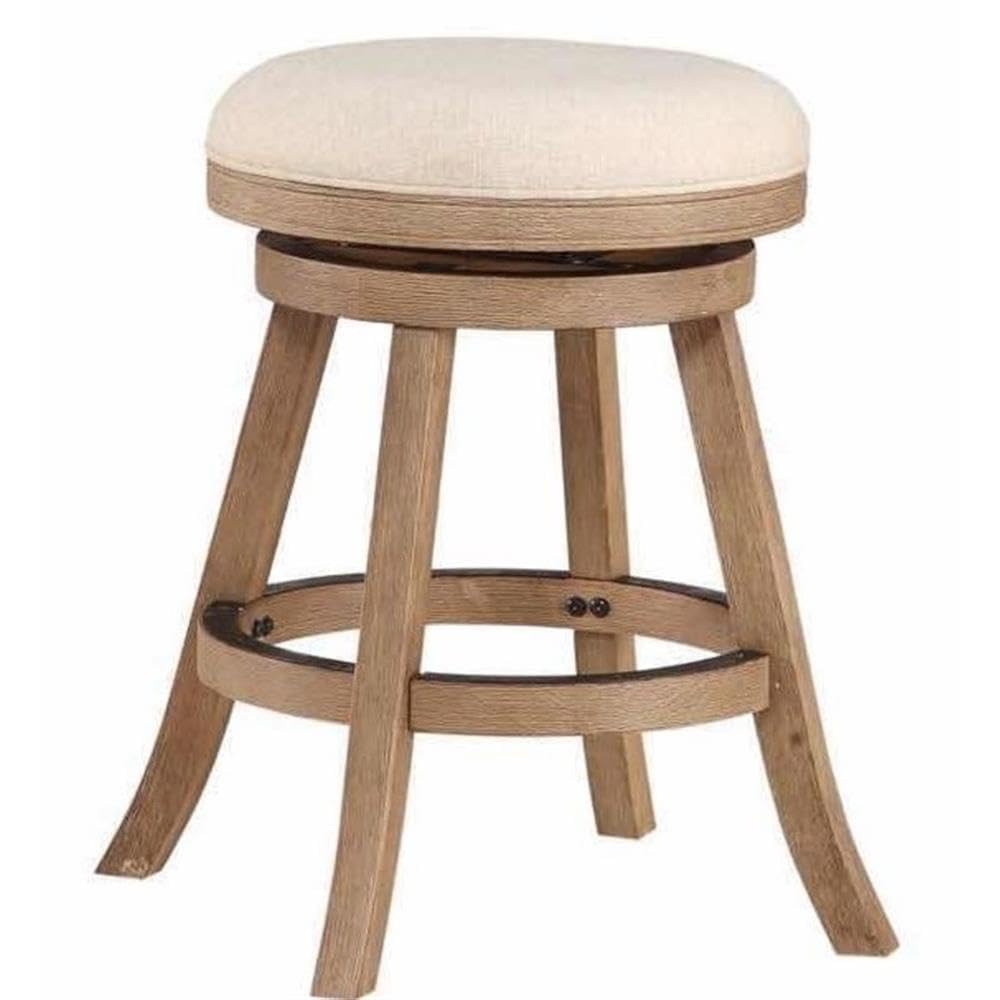 Inspired Bertoia Style Fenton Swivel Backless Counter Stool - Driftwood Wire-Brush