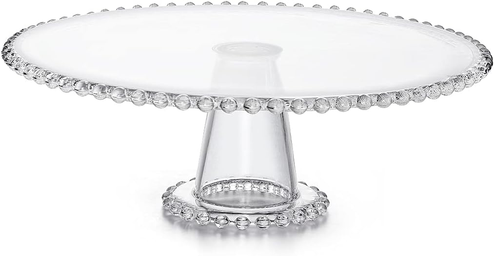 Glass Cake Stand 12 inch, Pedestal Cake Platter, Dessert Server Display for Wedding, Birthday, Baby Shower