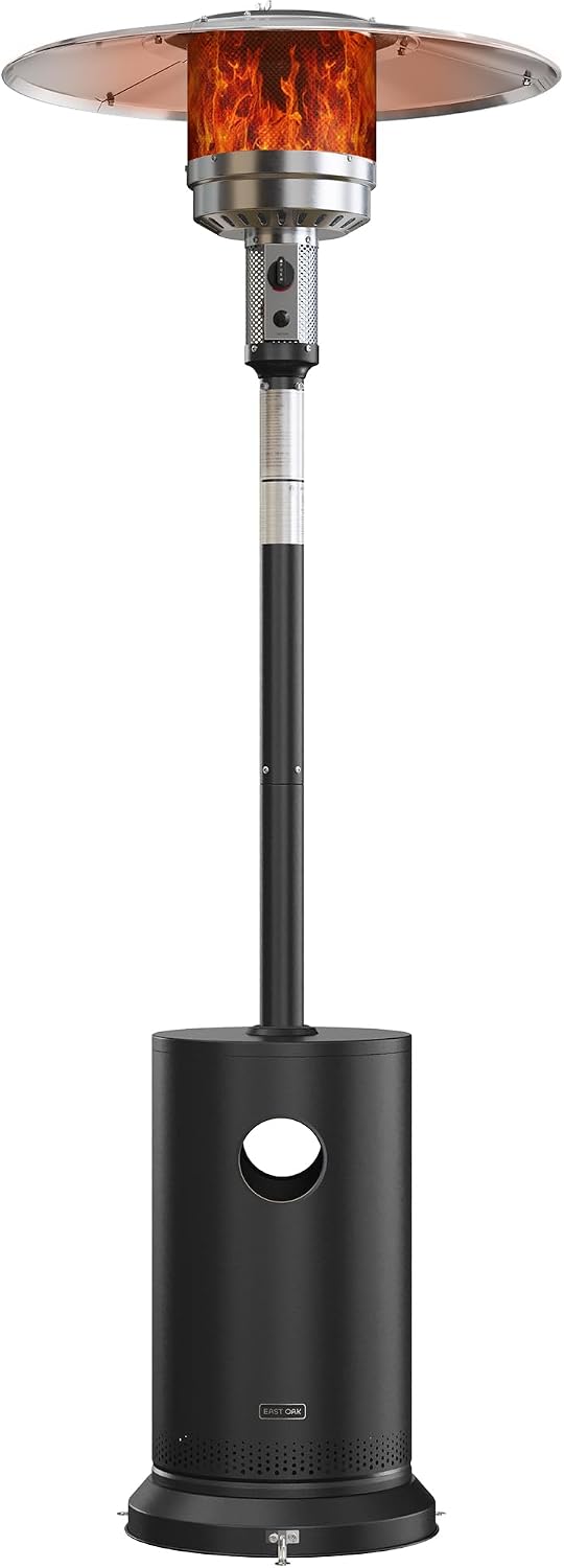 50,000 BTU Patio Heater for Outdoor Use with Round Table Design, Double-Layer Stainless Steel Burner, Wheels, Triple