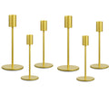 Taper Candle Holder Set of 6, Brass Gold Tall Candlestick Holders
