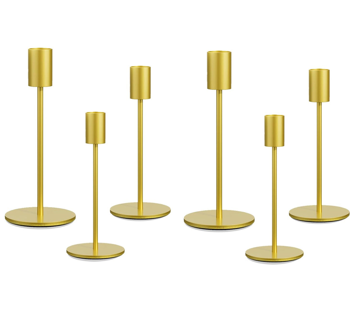 Taper Candle Holder Set of 6, Brass Gold Tall Candlestick Holders