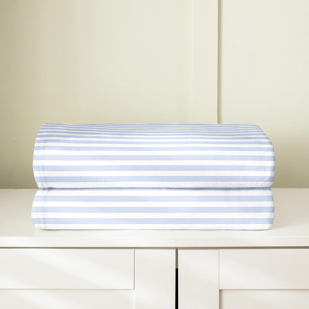 Blue White Stripe Flannel Blanket 40x50 Geometric Striped Fuzzy Plush Throw for Sofa Couch | Farmhouse Ticking