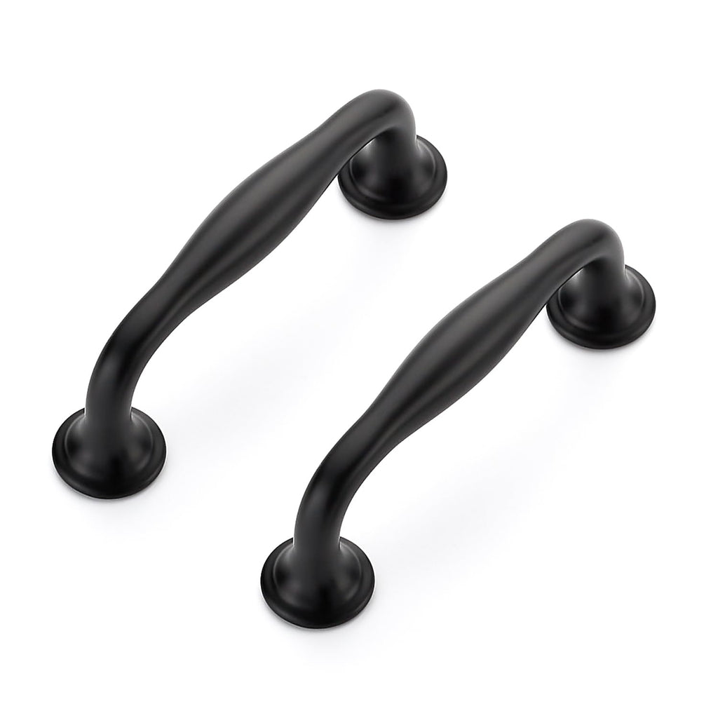 Matte Black Cabinet Handles Solid Pulls 3 Inch 20 Pack
