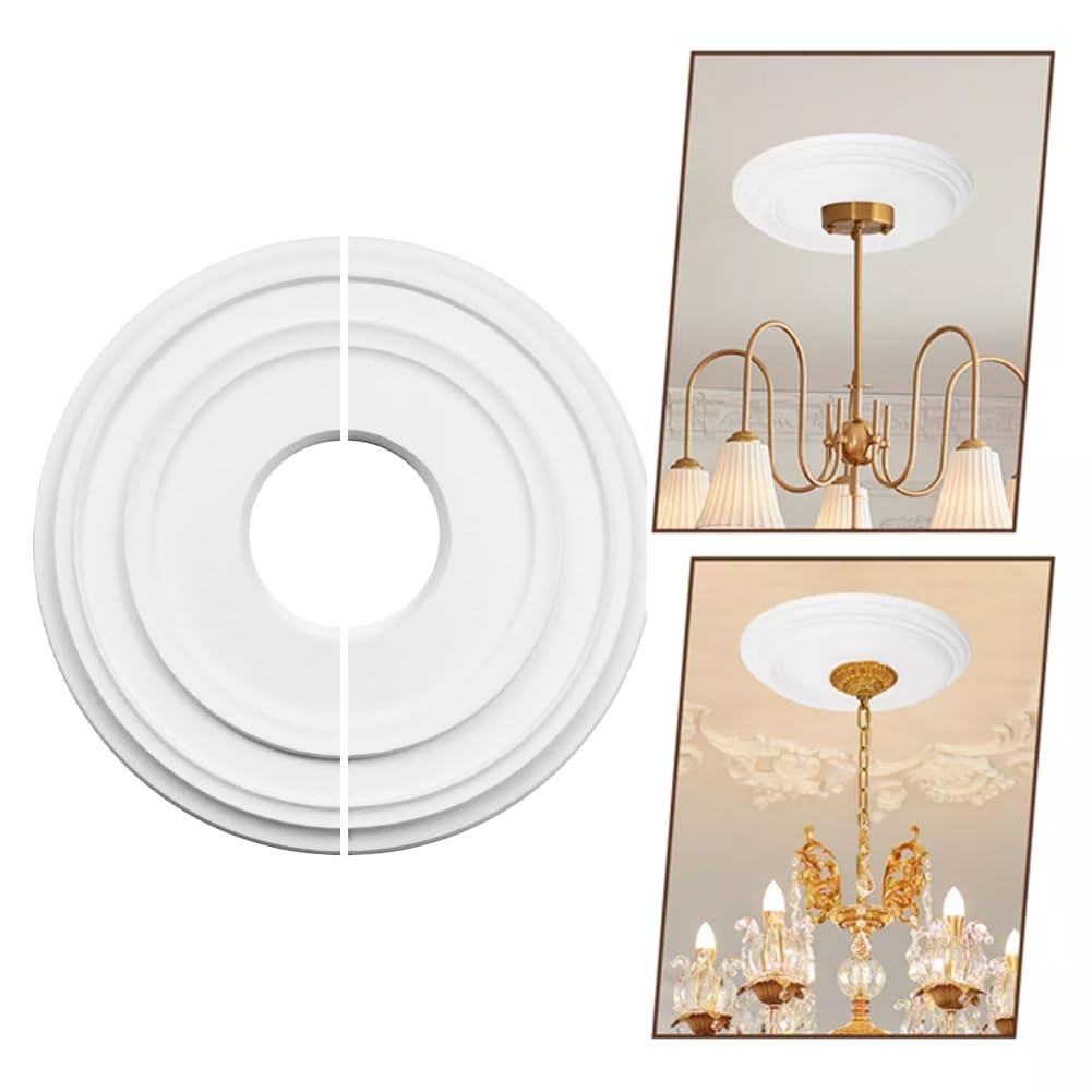 12" Decorative Ceiling Medallion for Light Fixtures & Fans PU White