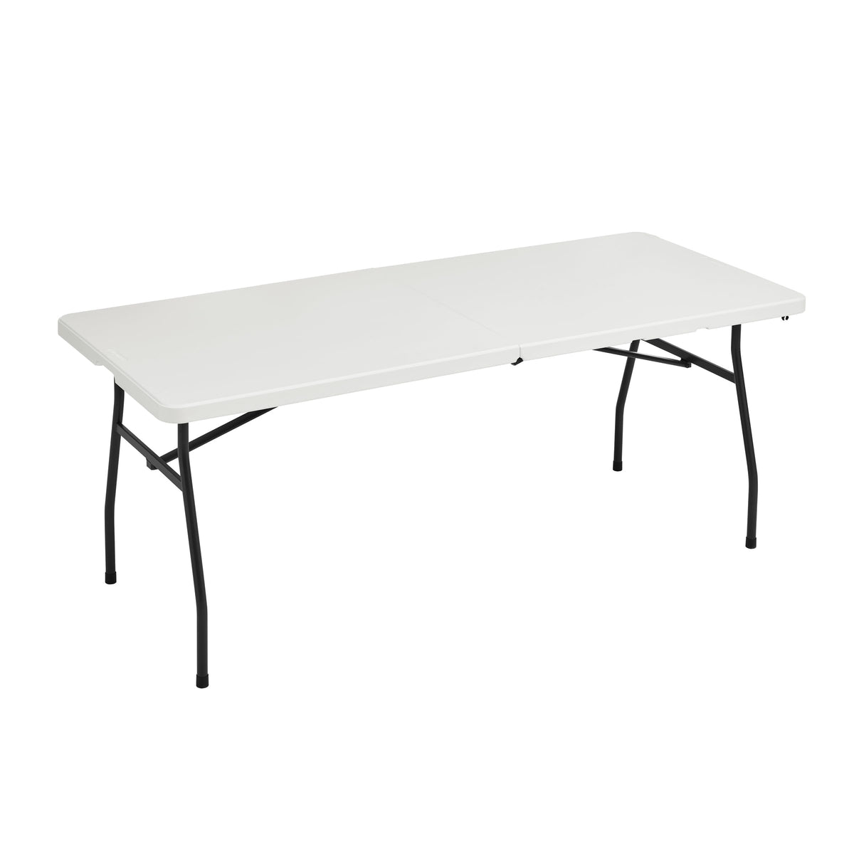 Heavy Duty Portable Folding Table, 6 ft, Indoor & Outdoor, Fold-in-Half Design with Carrying Handle, White
