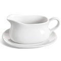 17oz Gravy Boat with Saucer Stand, Set of 1, Ceramic Sauce Boat with Tray for Salad Dressings, Creamer, Broth, Black