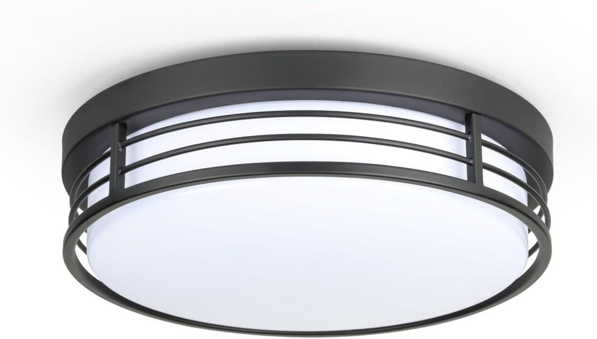 13 Inch Matte Black Flush Mount Ceiling Light, 23W LED Ceiling Lighting Fixture with