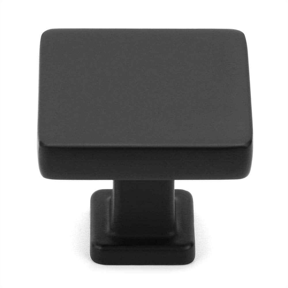 10 Pack Matte Black Cabinet Knobs, Square Single Hole Pulls K08