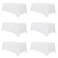 6 Pack White Table Cloth 90x132 Inch for 6 Feet Rectangle Tables