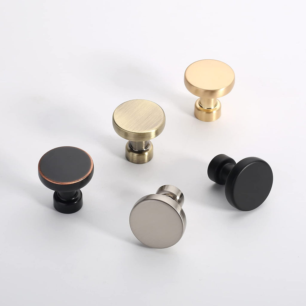 30 Pack Brushed Brass Kitchen Cabinet Knobs Single Hole Cabinet Pulls Round Gold Drawer Knob Dresser Knobs Cabinets