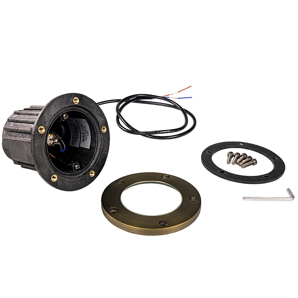 12V In-Ground Light (Brass Top) with PVC Sleeve & 5W 2700K MR16 LED Bulb