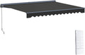 Electric Patio Awning Motorized Semi-Cassette, 12x10 Black | Retractable sunshade for decks and balconies