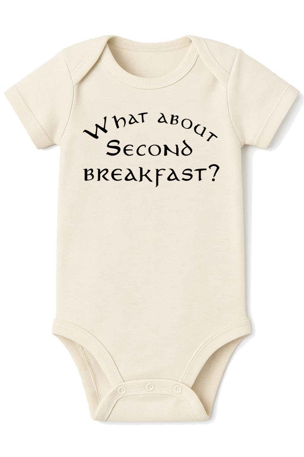 What About Second Breakfast Bodysuit - 100% Cotton -Cream Color (Cream, Short Sleeve )