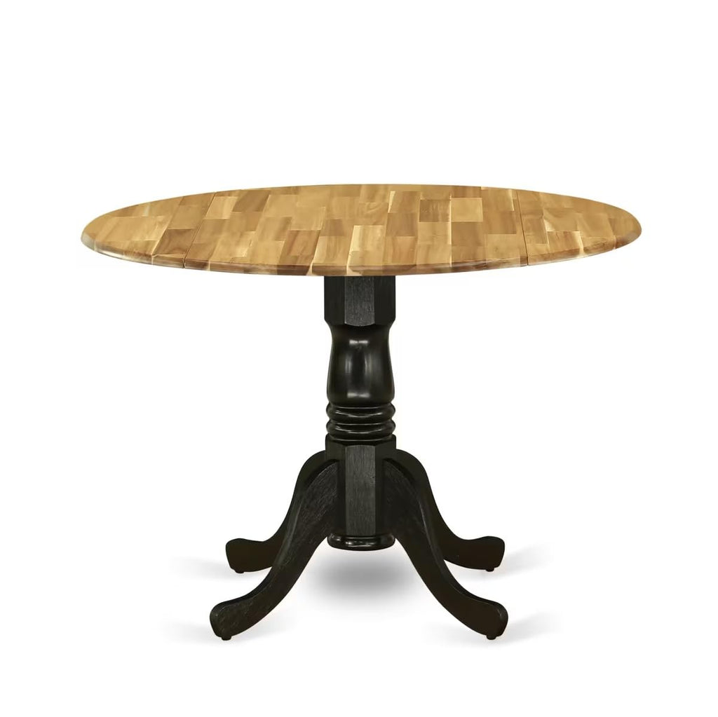 Inspired Saarinen Style West Furniture DMT-NBK-TP Dublin Modern Dining Table - a Round Kitchen Table Top with Dropleaf & Pedestal Base, 42x42