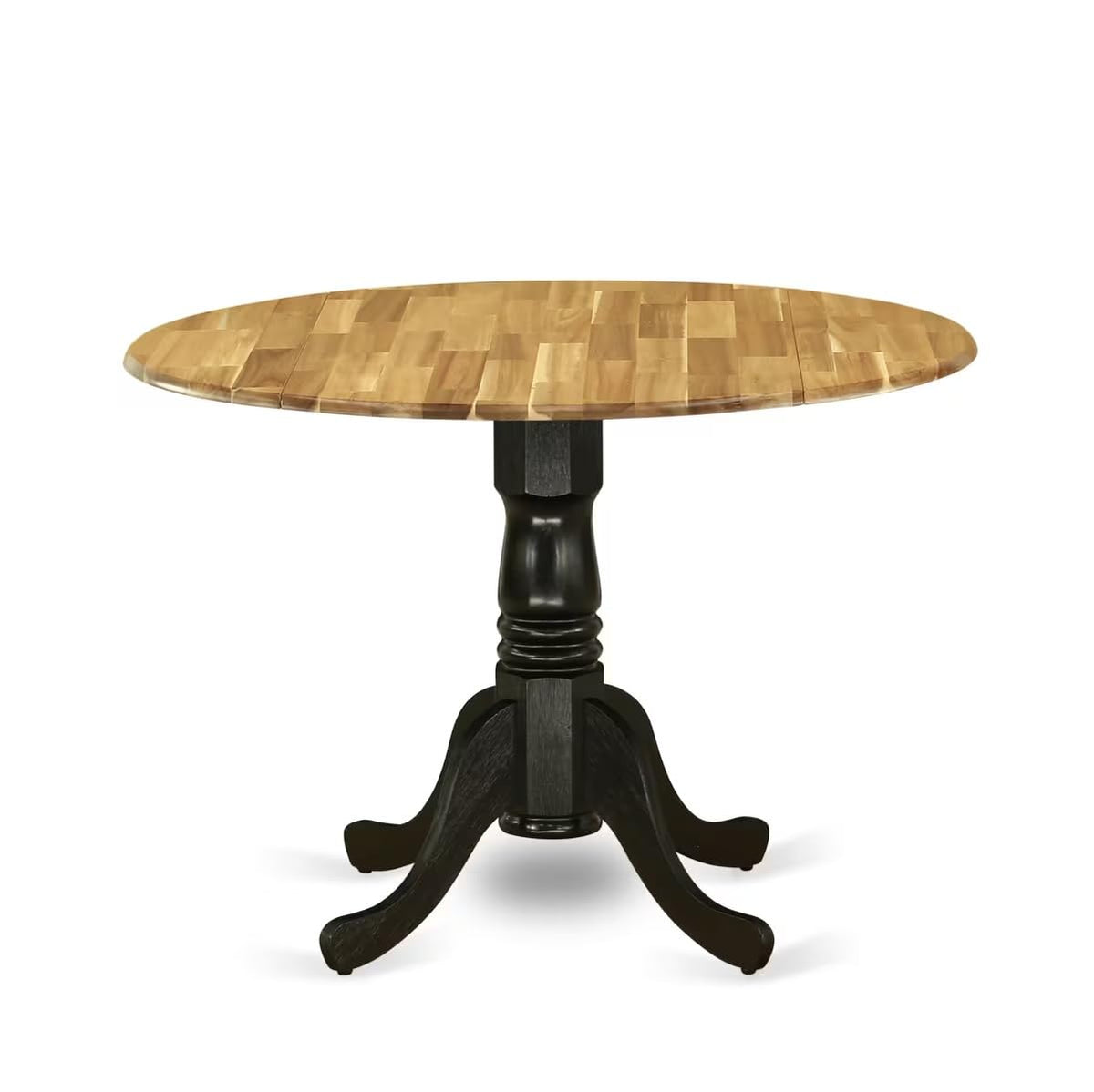 Inspired Saarinen Style West Furniture DMT-NBK-TP Dublin Modern Dining Table - a Round Kitchen Table Top with Dropleaf & Pedestal Base, 42x42