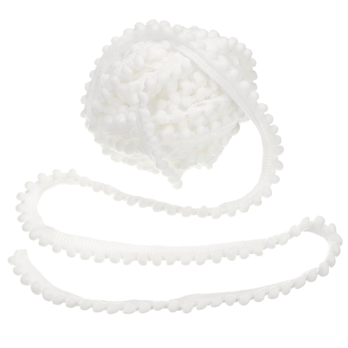 Pom Trim Ribbon, 0.5" Wide White Pom Ball Fringe Trim Sewing Fringe Fabric Trim Ribbon for DIY Crafts - 25 Yards