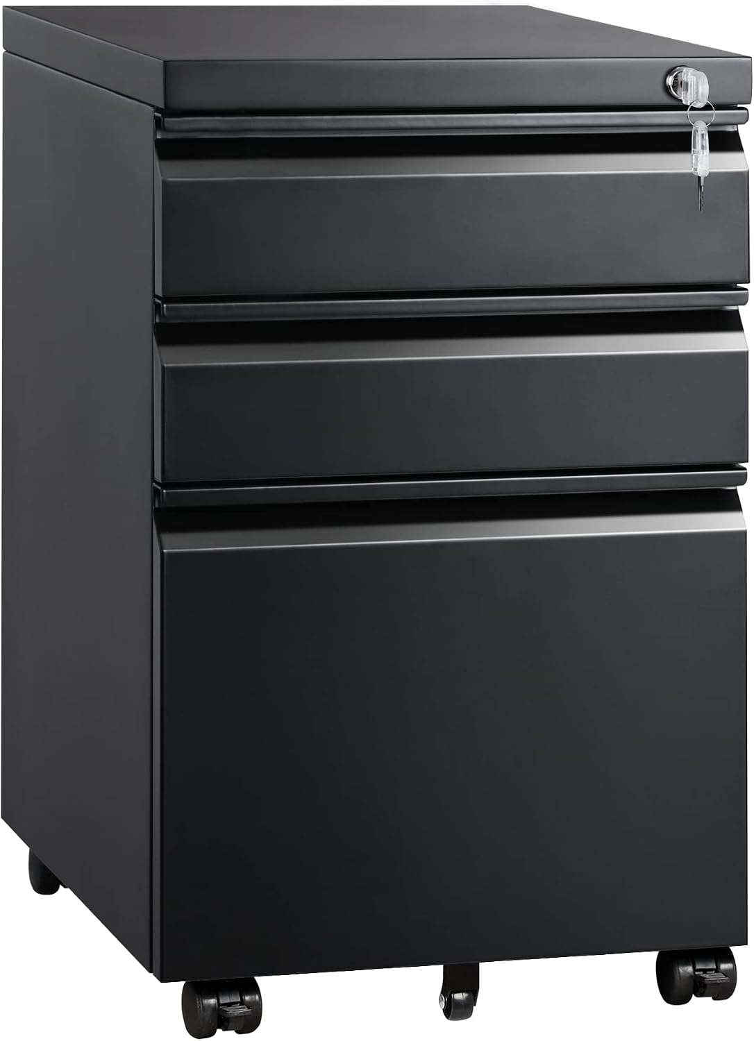 3 Drawer Mobile File Cabinet with Lock, Under Desk Metal Filing Cabinet /Legal/Letter/A4 File, Fully Assembled Except