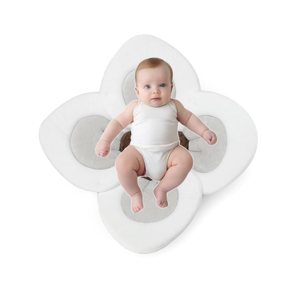 Bath Pad for Infant Newborn | Soft Flower Petals for Sink Bathtub Essentials Shower Gift (Grey)