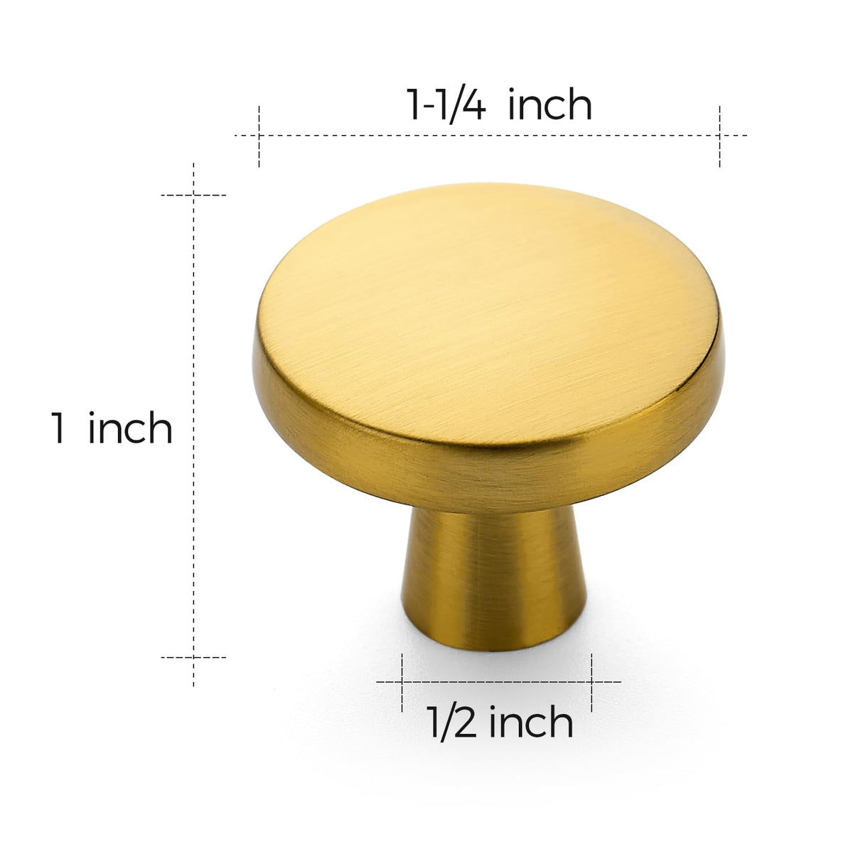 Brushed Brass Drawer Pulls, 1-1/4 Inch Cabinet Knobs,25 Pack