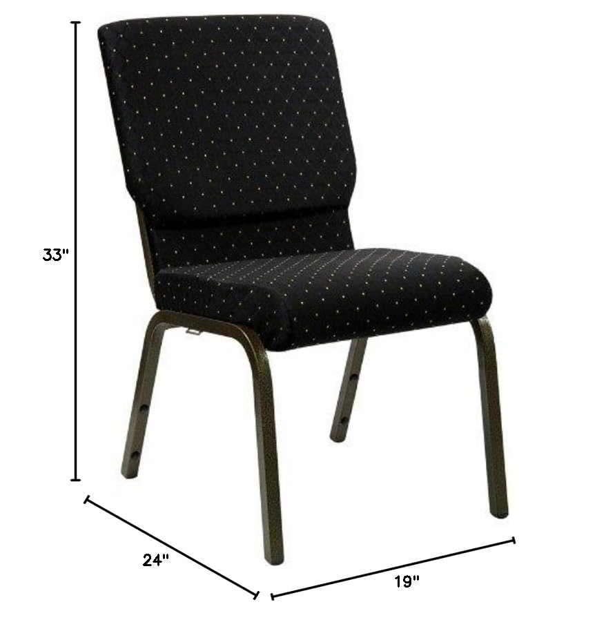 Hercules 18.5 in Wide Fabric Church Chair, Black, 4-Pack