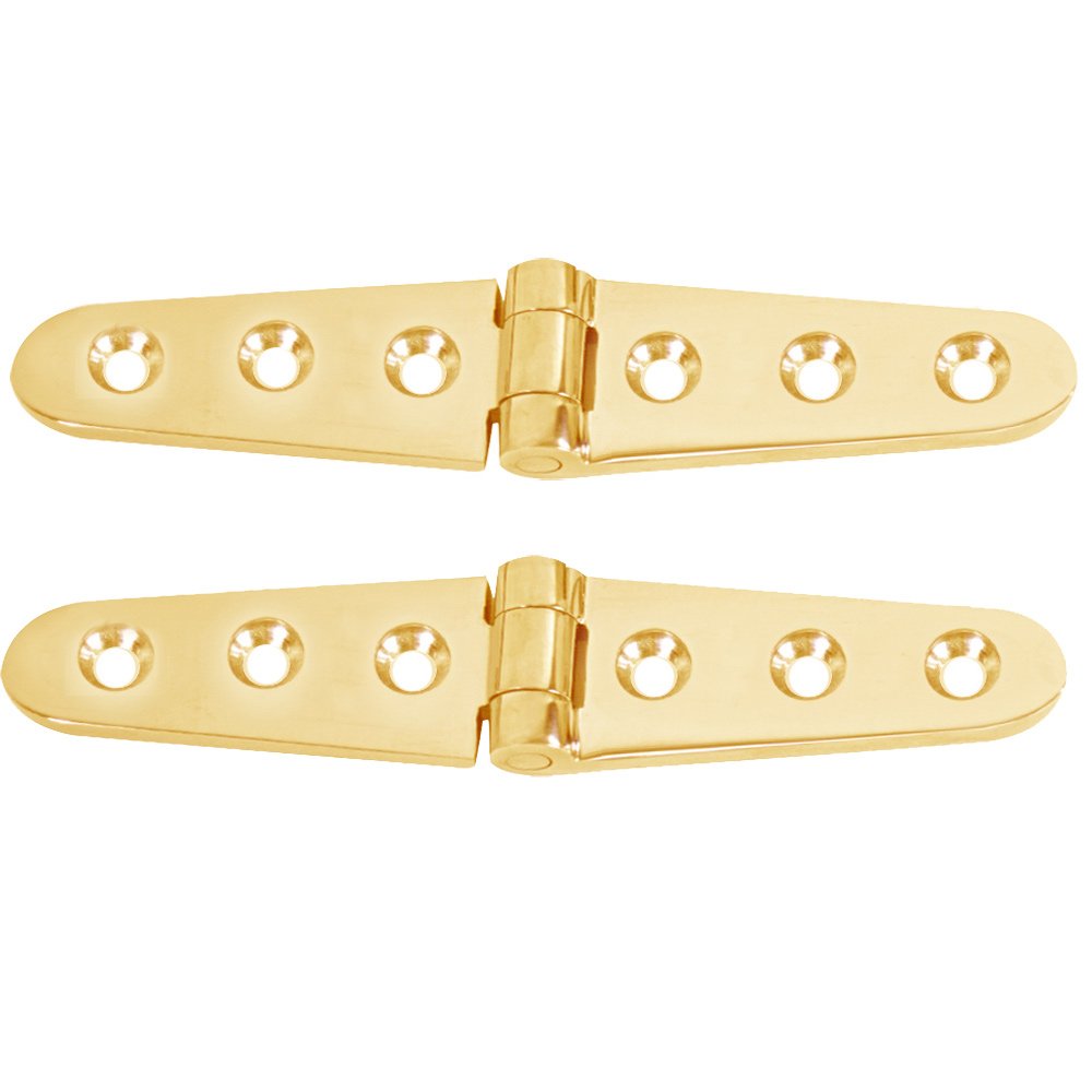 Strap Hinge - Polished Brass - 6" x 1-1/8" - Pair