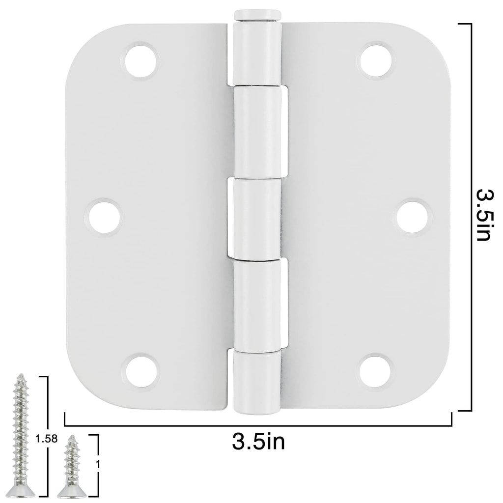 3 1/2" Matte White Door Hinges 3.5" 5/8" Radius Rounded 30 Pack