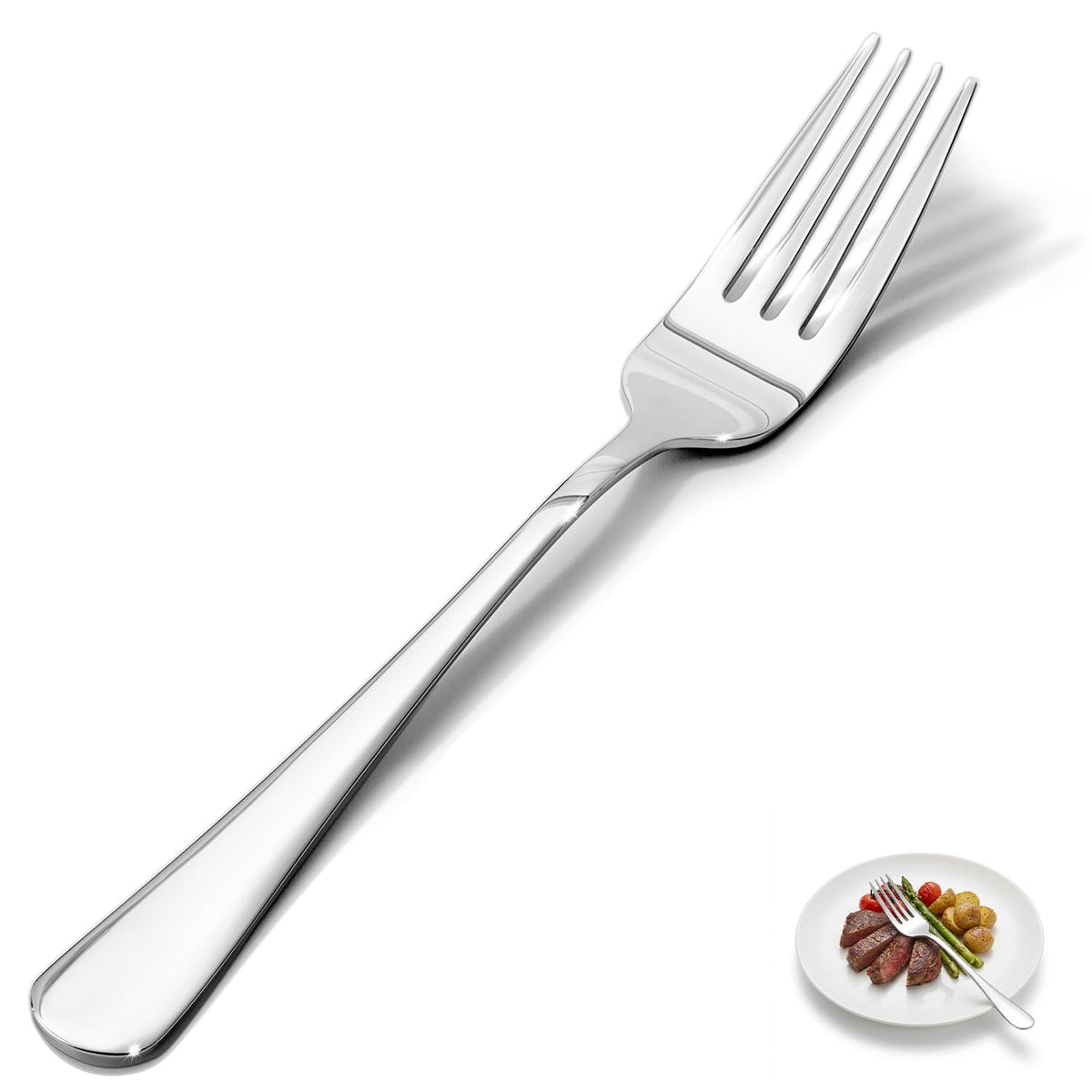 8.17 Inch Dinner Forks, Set of 16, Food Grade Stainless Steel Flatware, Mirror Polished, Smooth Edge, Dishwasher Safe